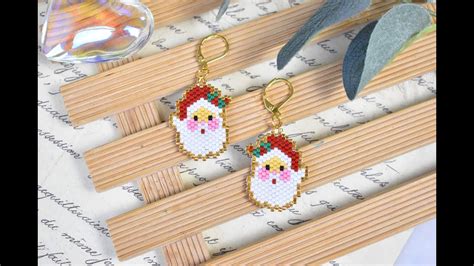 Beebeecraft Diy Santa Earrings With Seed Beads Youtube