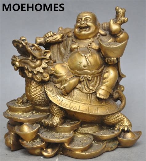 Moehomes Chinese Brass Wealth Money Coin Ingot Maitreya Buddha