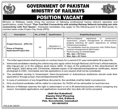 Ministry Of Railways Jobs 2023 2024 Job Advertisement Pakistan