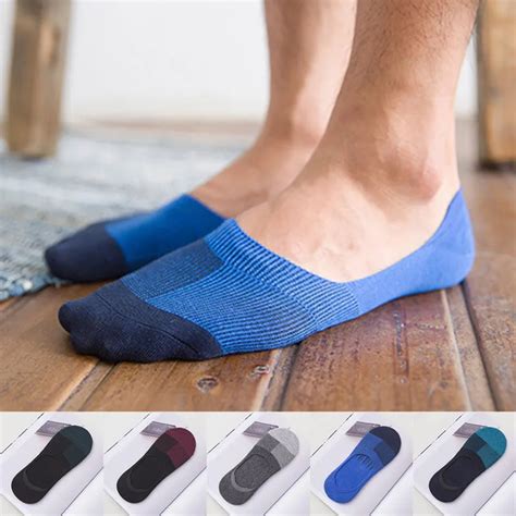 1 Pair Mens Invisible No Show Nonslip Loafer Boat Ankle Low Cut Cotton Socks In Mens Socks