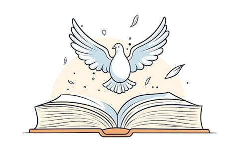 La historia bíblica de una paloma blanca volando sobre un libro abierto