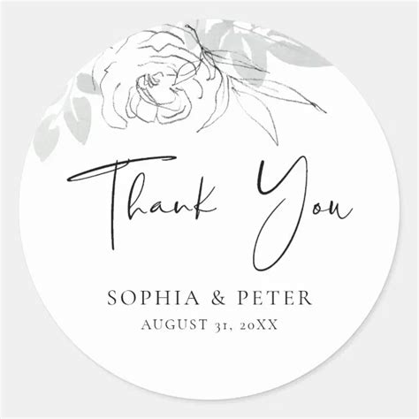 Botanical Floral Illustration Thank You Sticker Zazzle