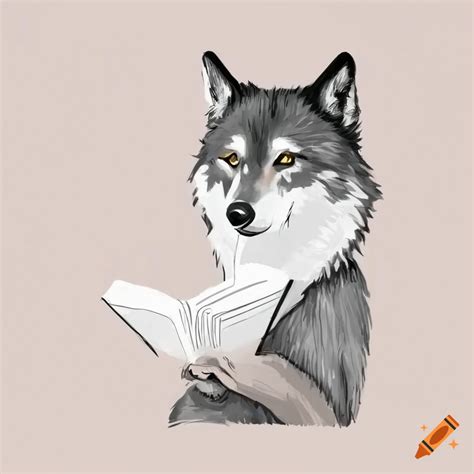 Cartoon Wolf Reading Book