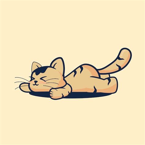 Premium Vector Cute Cat Bored Sleep Cartoon Vector