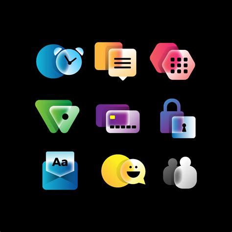 Glassmorphism Icon Collection 3343357 Vector Art At Vecteezy