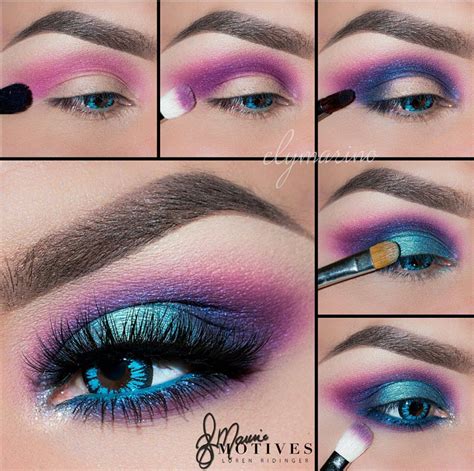 Electric, neon, turquoise, blue, purple, pink, eye makeup