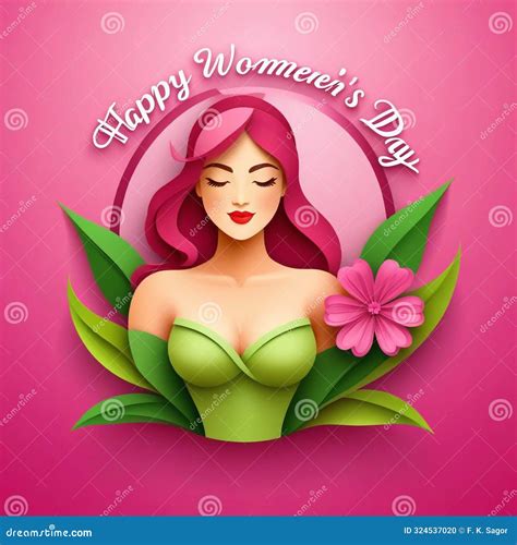 March Happy Women S Day Floral Greeting Card Stock Illustration