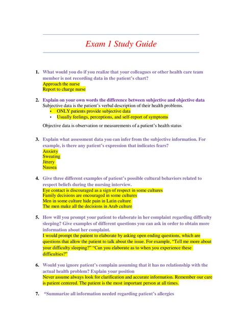 SOLUTION Nr 226 Exam 1 Study Guide Version 1 Nr226 Exam 1 Study Guide