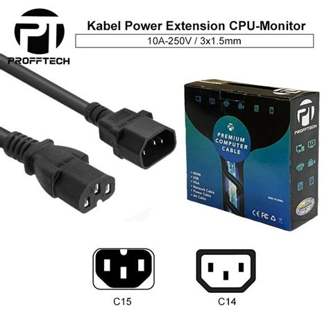 Jual Kabel Power Cpu Monitor C13 C14 Garansi 2 Thn 5 Meter