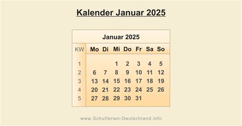 Kalender Januar