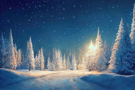 Premium Photo Christmas Landscape Wallpaper Beautiful Winter Scenery