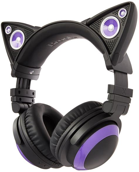 Brookstone Wired Purple Cat Ear Headphones With External Speakers Fones De Ouvido Sem Fio