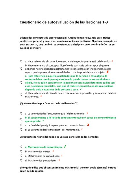 Cuestionario De Autoevaluacin De Las L Cuestionario De