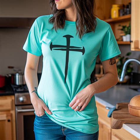 Cross Of Nails Jesus Easter Shirt He Is Risen Forgiven Womens Easter