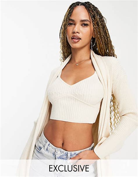 Asyou Knit Bralet In Cream Asos