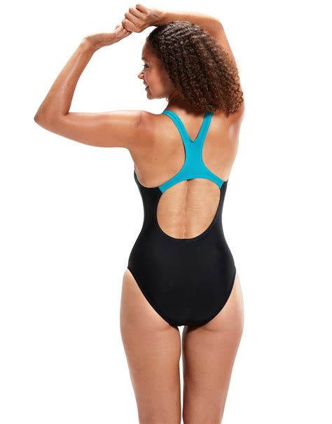 Speedo Medley Logo Medalist Swimsuit Black Green Simply Swim