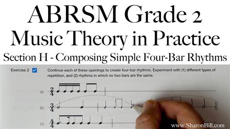 Abrsm Grade 2 Music Theory Section H Composing Simple Four Bar Rhythms With Sharon Bill Youtube