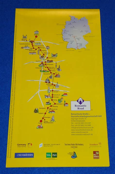 Brand New Captivating Germany Romantic Road Map Brochure Route Plan And Trails