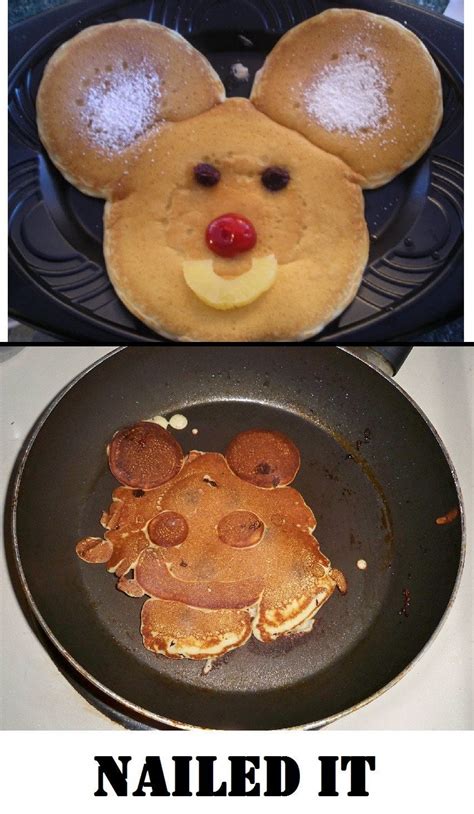 My wife tried to make mickey mouse pancakes. : funny