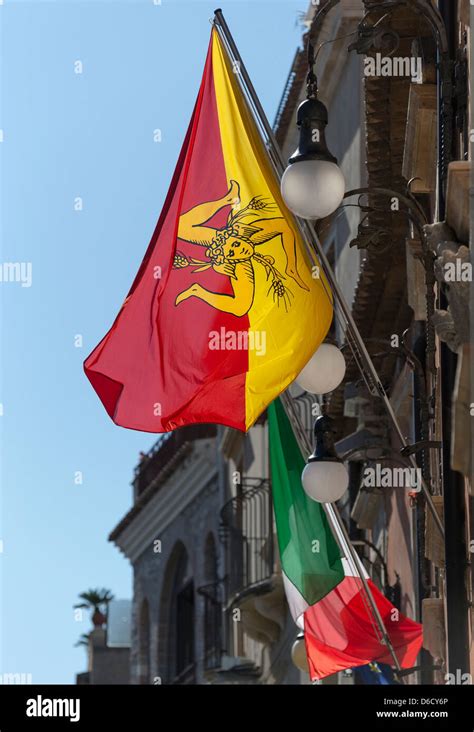 Sicilian Flag Comprising Winged Gorgons Hi Res Stock Photography And