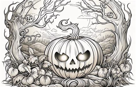 Premium Photo | Coloring book halloween pumpkin background