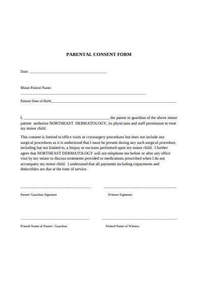 Free Sample Parental Consent Forms In Pdf Ms Word