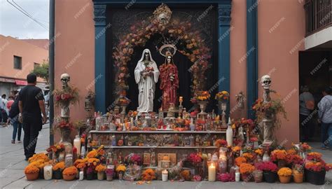 Premium Photo | Photo Of La Santa Muerte Altar In Mexican City Street