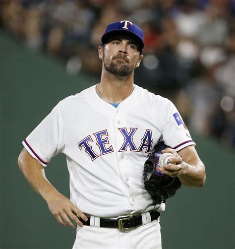 Texas Rangers Starting Pitcher Cole Hamels Reacts During The 5th Inning