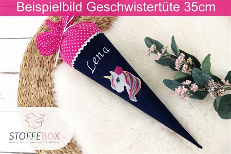 Schultüte aus Stoff mit Namen Einhorn Zoe lila rosa 85cm 70cm