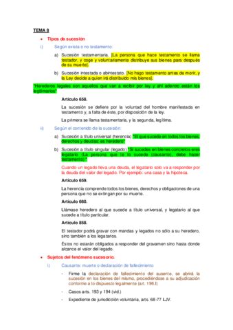 TEMA 8 DERECHO DE FAMILIA Y SUCESIONES Pdf