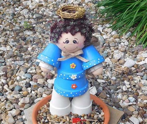 Craft Painting Flower Pot Garden Angel Painted Clay Pots Clay Pots