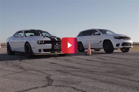 Challenger Hellcat Widebody vs. Grand Cherokee Trackhawk in Drag Race | Engaging Car News ...