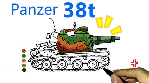 Cara Menggambar Tank Kartun Panzer 38t Gerand Tank Youtube