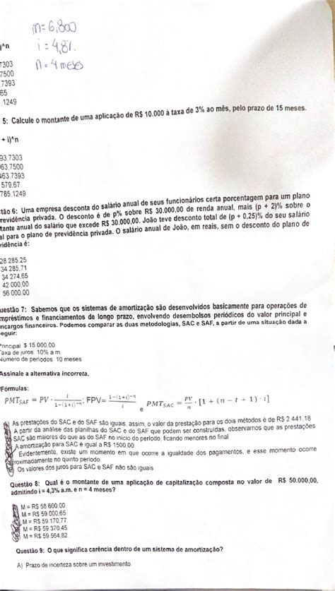 Avaliação Presencial Matemática financeira 2022 Matemática Financeira