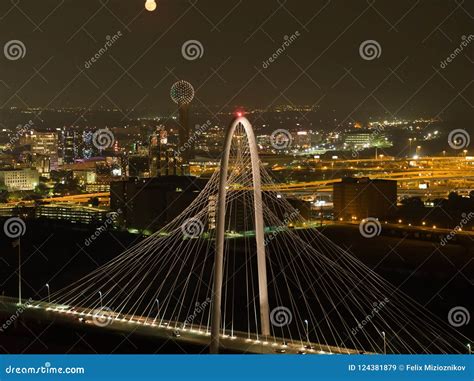 Aerial Night Photo Margaret Hunt Hill Bridge Editorial Stock Image ...