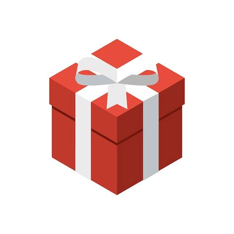 Caja de regalo roja con cinta blanca de color ilustración vectorial