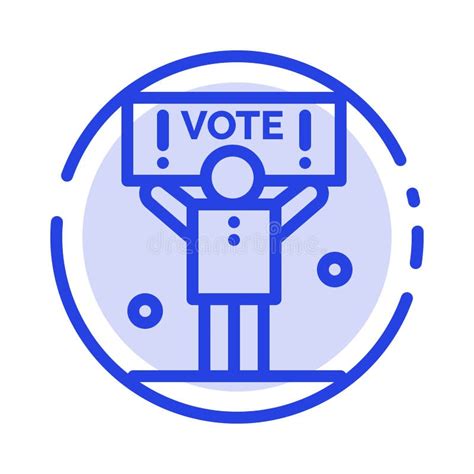 Campaign Political Politics Vote Blue Dotted Line Line Icon Stock