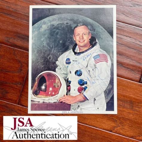 NEIL ARMSTRONG JSA Autograph White Space Suit Photo Signed Apollo