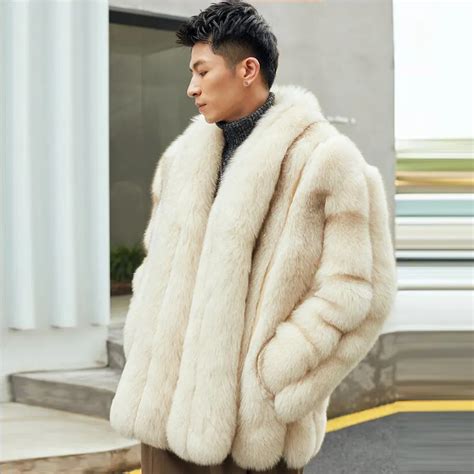 Denny Dora New Winter Real Fox Fur Coats For Men Natural Fur Coats Men