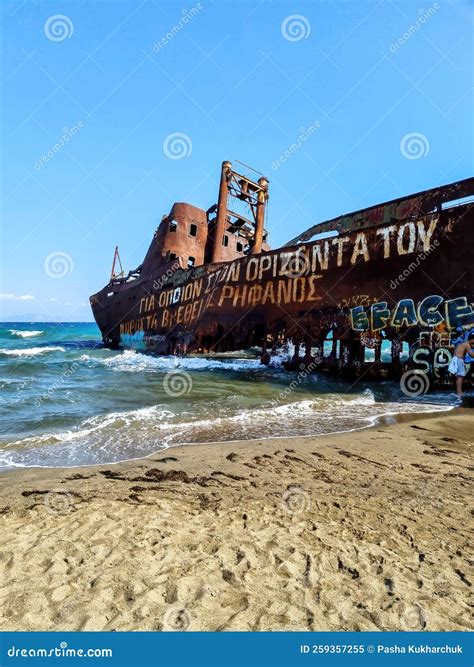 Shipwreck Dimitrios in Gytheio on the Peloponnese in Greece Editorial