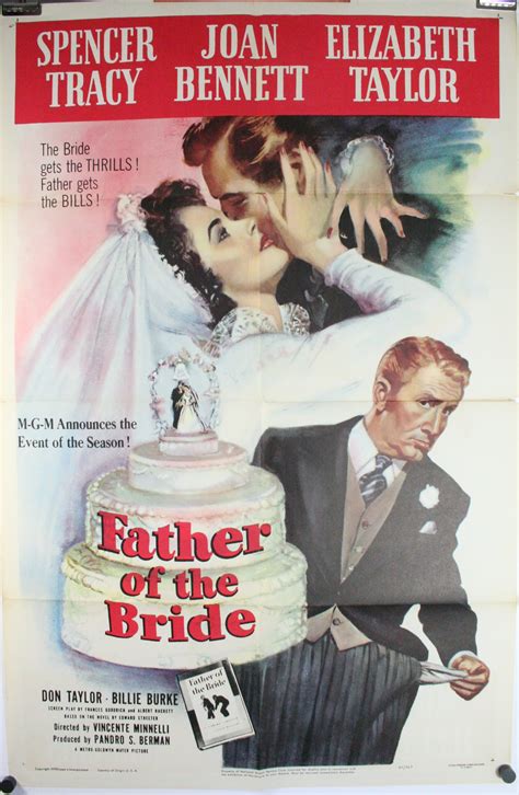 FATHER OF THE BRIDE, Original Elizabeth Taylor Classic 1 sheet Movie ...