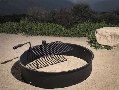 Steel Fire Ring w/ Cooking Grate Campfire Pit Camping Park Grill » Petagadget