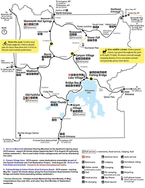 Yellowstone National Park Road Map - Hiking In Map