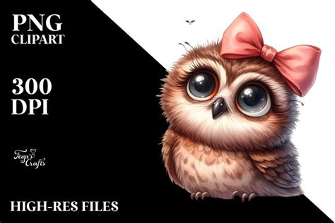 Funny Baby Owl Portrait Bow Clipart