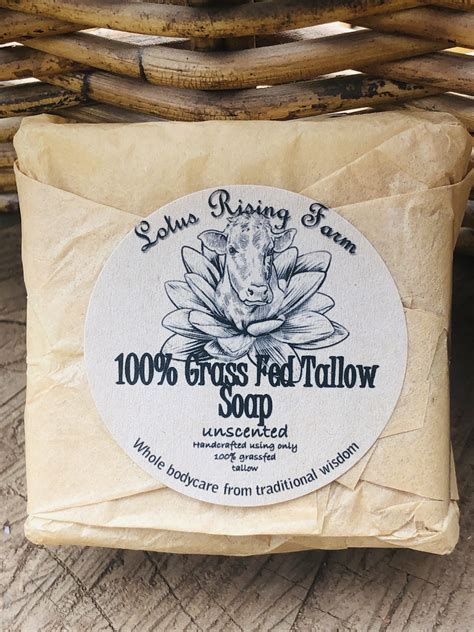 100% Grass Fed Tallow Unscented Soap – Lotus Rising Farm