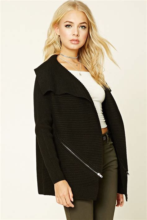 Forever 21 A Chunky Ribbed Knit Cardigan Sweater Featuring