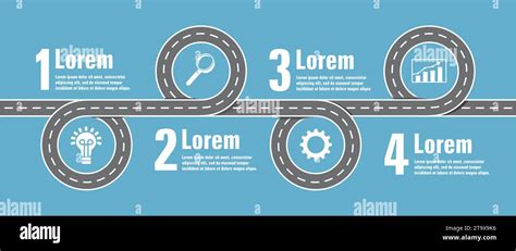 Winding Road With Four Stops With Symbolic Icons Business Plan Vector