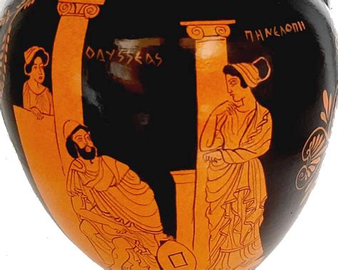 Red Figure Pottery Vase Cm Odysseus With Penelope Hercules Etsy