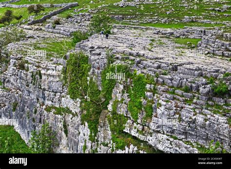 Limestone Pavement At Malham Cove Malham Yorkshire Dales UK Stock