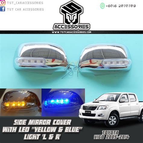 TOYOTA VIGO SIDE MIRROR COVER WITH LED BLUE YELLOW LIGHT CHROME